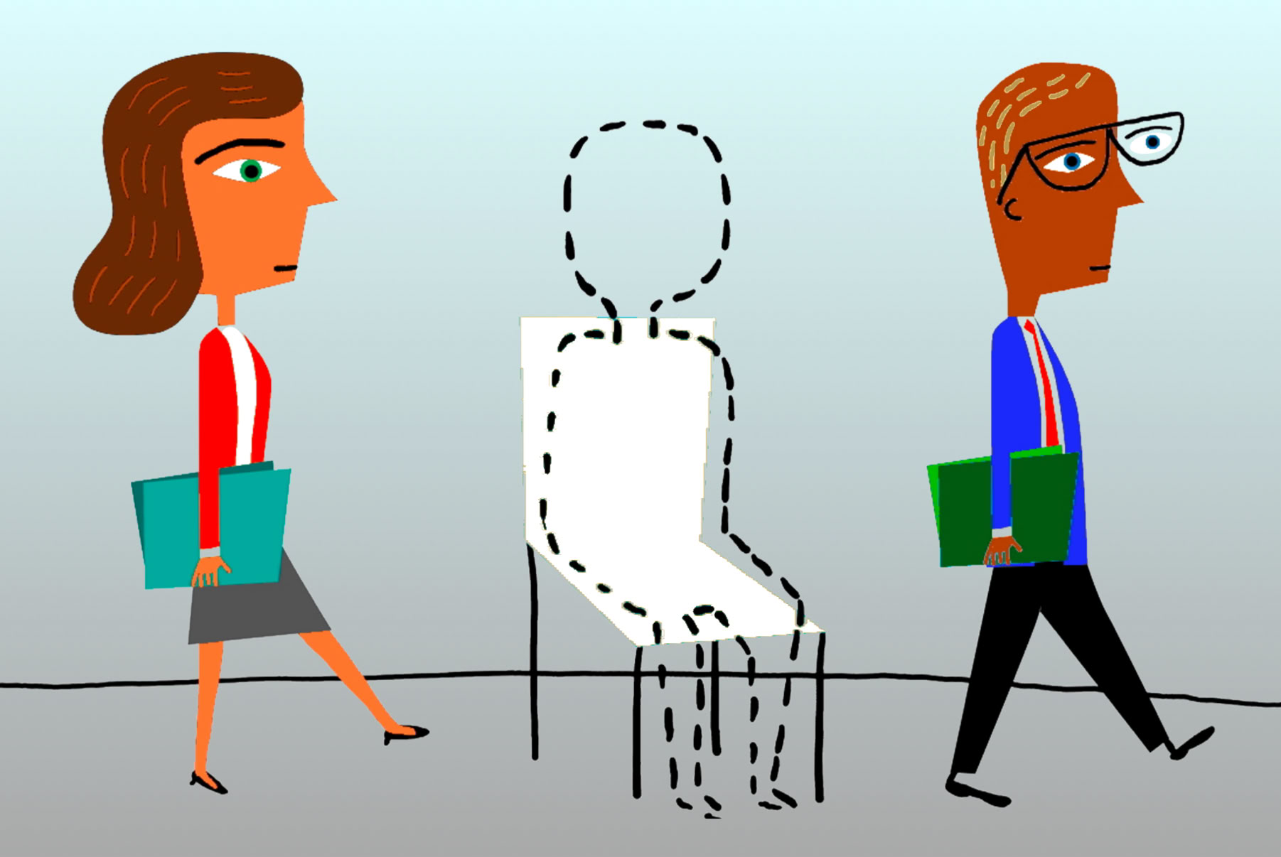 Leadership transition using an interim headship in schools cartoon, based on work by rg175.com.