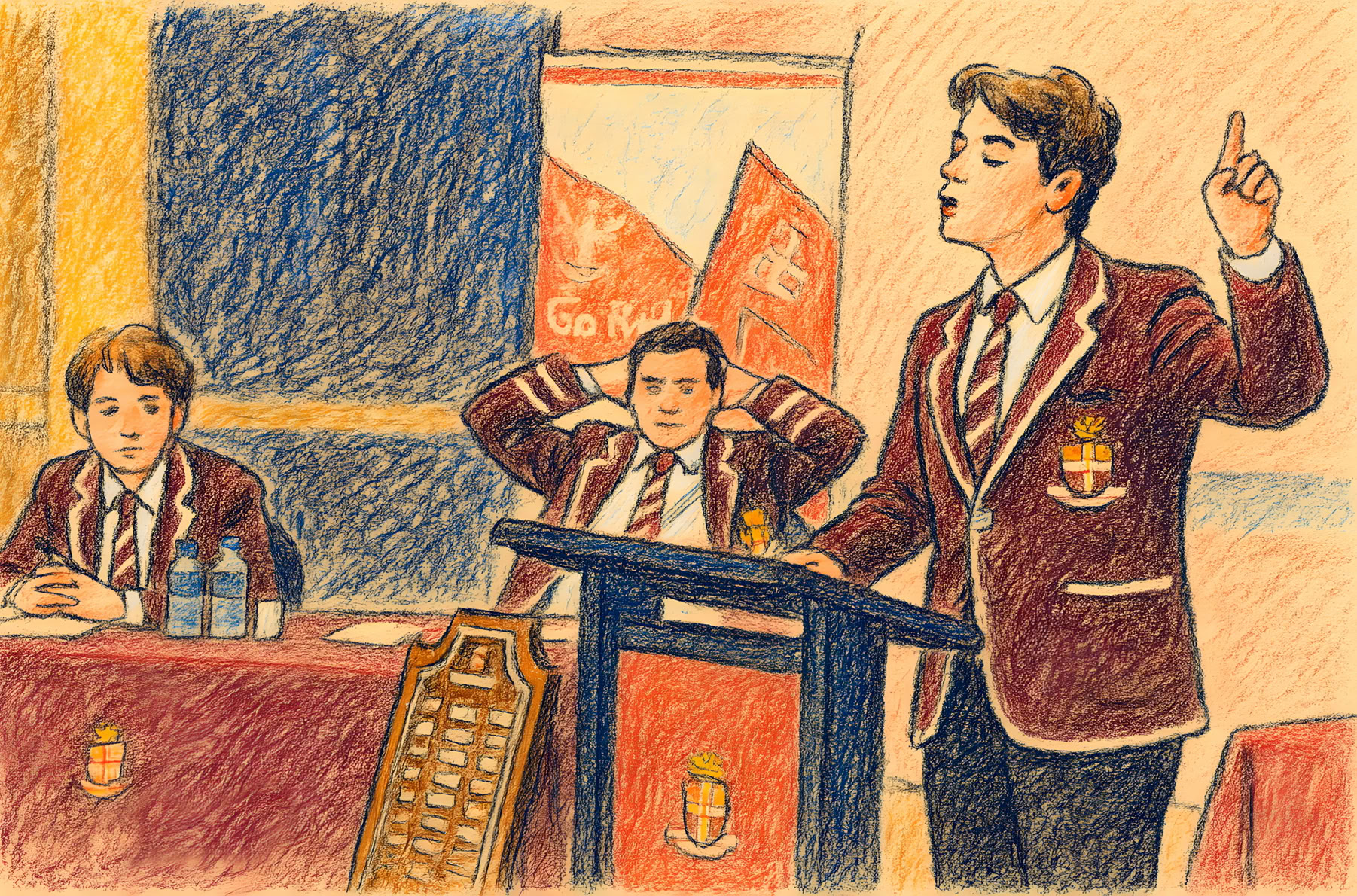 A sketch of debaters from Prince Alfred College, Adelaide, Australia